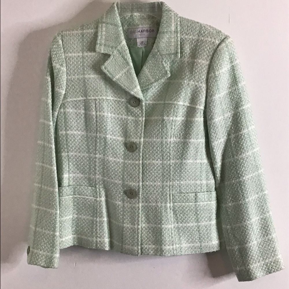 Vintage Mint Green & White SagHarbor Blazer size 4 Petite